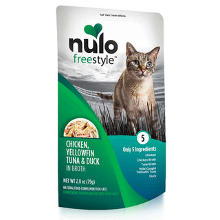 Nulo Freestyle Chicken, Yellowfin Tuna & Duck in Broth Recipe Cat Food Topper or Side Dish, 2.8-oz, Case of 24