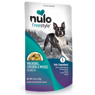 Nulo FreeStyle Mackerel, Chicken & Mussel in Broth Dog Food Topper, 2.8-oz, Case of 24