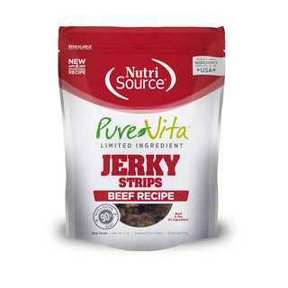 Nutrisource PureVita Beef Jerky Dog Treats, 4-oz Bag