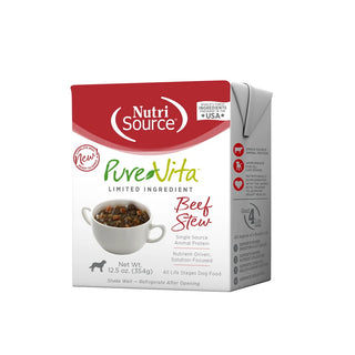 Nutrisource PureVita Beef Stew Limited Ingredient Wet Dog Food, 12.5 oz Case of 12