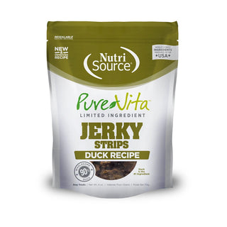 Nutrisource PureVita Duck Jerky Dog Treats, 4-oz Bag