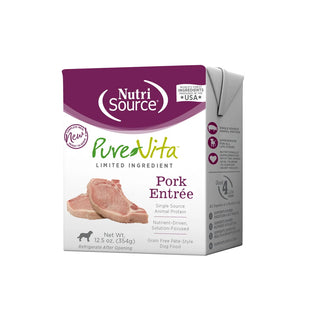 Nutrisource Pure Vita Grain-Free Pork Entree Limited Ingredient Wet Dog Food, 12.5 oz Case of 12