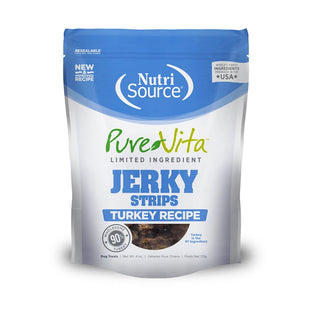 Nutrisource PureVita Turkey Jerky Dog Treats, 4-oz Bag