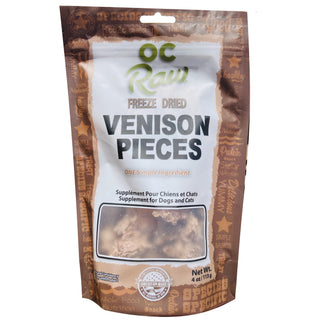 OC Raw Freeze-Dried Venison Pieces Dog Treats, 4-oz Bag