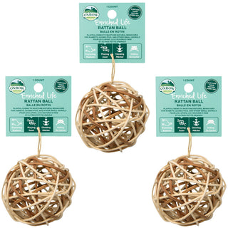 Oxbow Enriched Life Rattan Ball Toy for Small Animals, 3-Pack