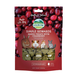 Oxbow Simple Rewards Baked Treats with Cranberry Small Animal Treats, 3-oz bag