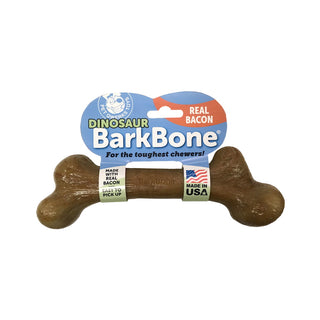 Pet Qwerks Dinosaur BarkBone Bacon Flavored Nylon USA Dog Chew Toy, Large