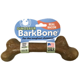 Pet Qwerks Dinosaur BarkBone Bacon Flavored Nylon USA Dog Chew Toy, XXXL