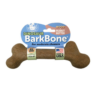 Pet Qwerks Dinosaur Wood BarkBone Peanut Butter Flavored USA Dog Chew Toy, XL