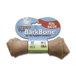 Pet Qwerks Rawhide Style BarkBone Bacon Flavor-Infused USA Dog Chew Toy, Large