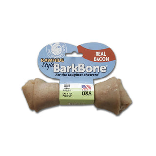 Pet Qwerks Rawhide Style BarkBone Bacon Flavor-Infused USA Dog Chew Toy, Medium