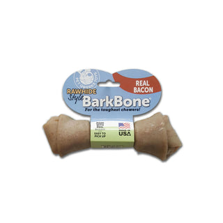 Pet Qwerks Rawhide Style BarkBone Bacon Flavor-Infused USA Dog Chew Toy, Small