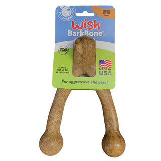 Pet Qwerks Wish BarkBone Peanut Butter Flavored Nylon USA Dog Chew Toy, Large