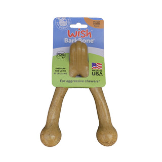 Pet Qwerks Wish BarkBone Peanut Butter Flavored Nylon USA Dog Chew Toy, Medium