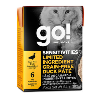 Petcurean Go! Solutions SENSITIVITIES Limited Ingredient Grain-Free Duck Pate Cat Food, 6.4-oz, case of 24