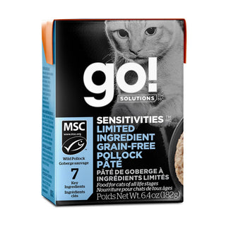 Petcurean Go! Solutions SENSITIVITIES Limited Ingredient Grain-Free Pollock Pate Cat Food, 6.4-oz, case of 24