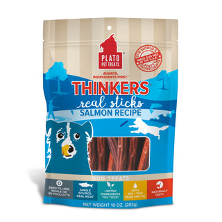 Plato Thinkers Salmon Meat Stick Dog Treats, 10-oz Bag