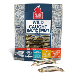 Plato Wild Caught Baltic Sprat Fish Dog Treats, 3-oz Bag