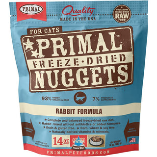 Primal Rabbit Formula Nuggets Grain-Free Raw Freeze-Dried Cat Food, 14-oz Bag