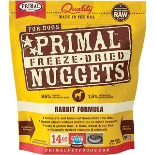 Primal Rabbit Formula Nuggets Grain-Free Raw Freeze-Dried Dog Food, 14-oz Bag