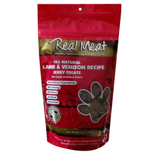 Real Meat Lamb & Venison Jerky Dog Treats, 12-oz Bag