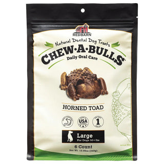 Redbarn Chew-A-Bulls Horned Toad Dental Dog Treats, Large, 6-Count