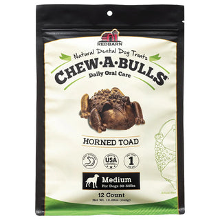 Redbarn Chew-A-Bulls Horned Toad Dental Dog Treats, Medium, 12-Count