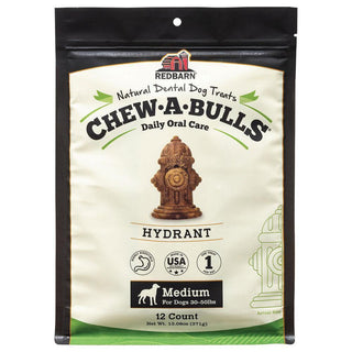 Redbarn Chew-A-Bulls Hydrant Dental Dog Treats, Medium, 12-Count