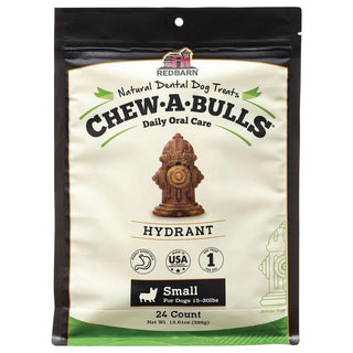 Redbarn Chew-A-Bulls Hydrant Dental Dog Treats, Small, 24-Count