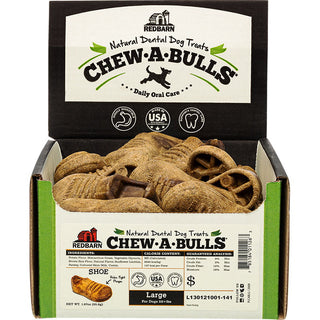 Redbarn Chew-A-Bulls Shoe Dental Dog Treats, Large, 25-Count Case