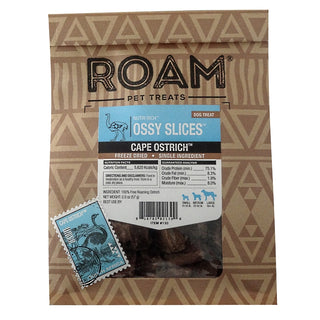 ROAM Pet Treats Ossy Slices Freeze-Dried Cape Ostrich Dog Treats, 2-oz