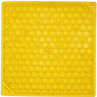 SodaPup Emat Honey Comb Lick Mat Dog Toy, Yellow, Small