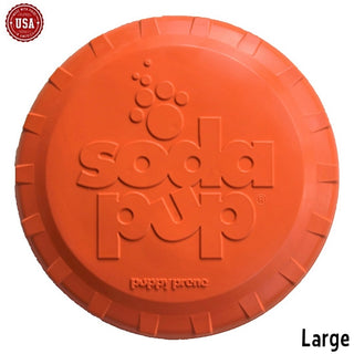 SodaPup Orange Bottle Top Flyer Made in USA Dog Toy, Large