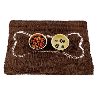 Soggy Doggy Slopmat Placemat for Sloppy Dogs, Dark Chocolate with Oatmeal Bone