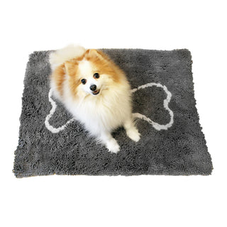 Soggy Doggy Slopmat Placemat for Sloppy Dogs, Grey with Light Grey Bone