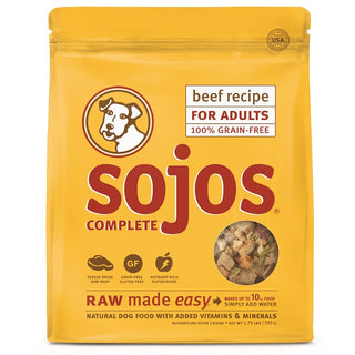 Sojos Complete Beef Recipe Adult Grain-Free Freeze-Dried Raw Dog Food, 1.75-lb Bag