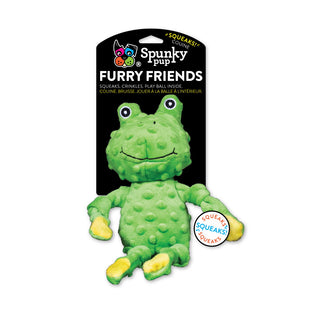 Spunky Pup Furry Friends Frog Squeaker Dog Toy