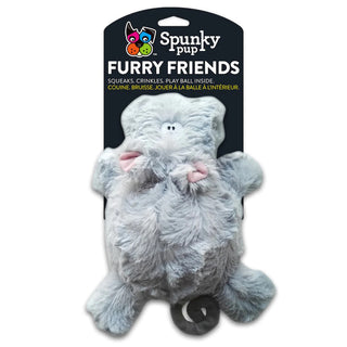 Spunky Pup Furry Friends Hippo Squeaker Plush Dog Toy