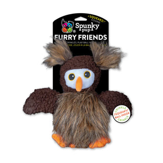 Spunky Pup Furry Friends Owl Squeaker Plush Dog Toy