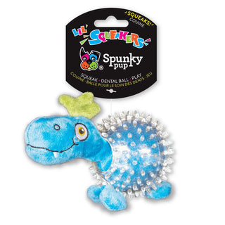 Spunky Pup Lil Bitty Squeakers Dino Squeaky Dog Toy