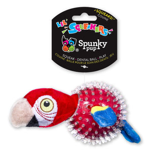 Spunky Pup Lil Bitty Squeakers Parrot Squeaky Dog Toy