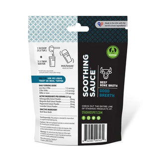 Stashios Soothing Sauce Good Breath Beef Bone Broth Dog & Cat Supplement, 3-oz Bag