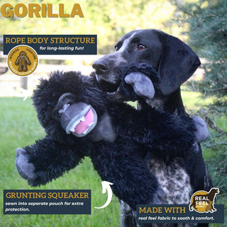 Tall Tails Gorilla Rope Body Grunting Squeaker Plush Dog Toy