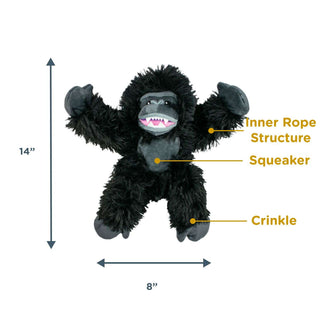 Tall Tails Gorilla Rope Body Grunting Squeaker Plush Dog Toy