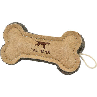 Tall Tails Natural Wool & Leather Bone Dog Toy, 6"