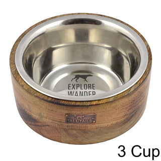 Tall Tails Wood Designer Dog Bowl, 3 Cup