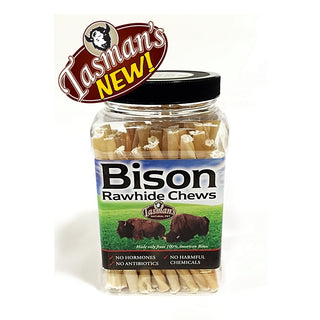 Tasman's Natural Pet Premium Bison Rawhide Twisters Dog Chews, Small 75-Count