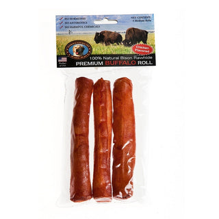 Tasman's Natural Pet Chicken Flavored Bison Rawhide Roll Dog Chew Medium, Pack of 3