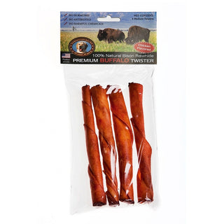 Tasman's Natural Pet Chicken Flavored Bison Rawhide Twisters Dog Chew Medium, Pack of 4