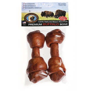 Tasman's Chicken Flavored USA Bison Rawhide Knotted Bone Dog Chew Medium, Pack of 2